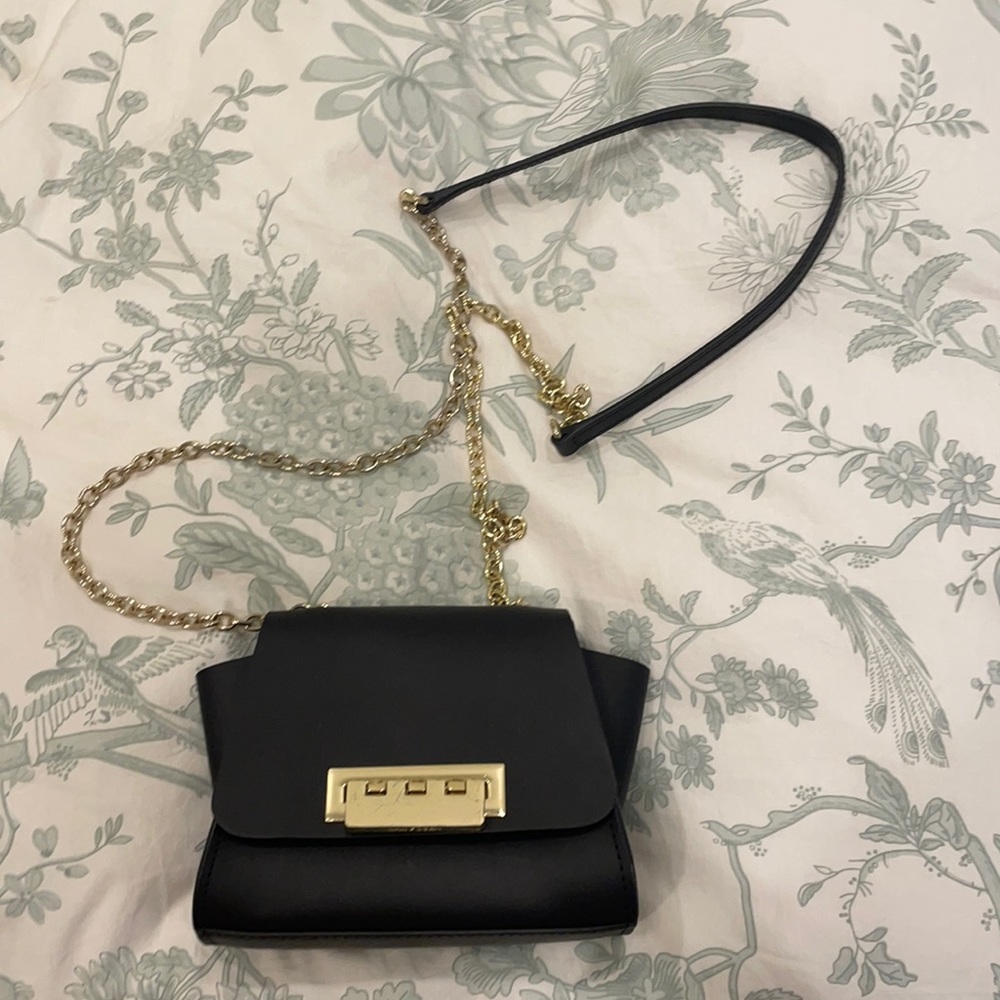 Zac posen black mini crossbody evening bag